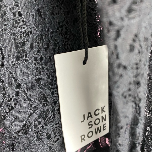 🆕 NEW Jackson Rowe Fria Black Lace Mock Neck Blouse Bohemian Backless Top XS - Picture 4 of 7